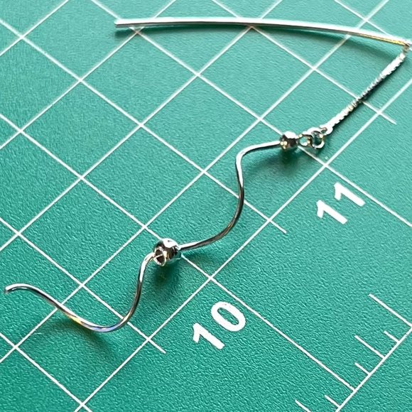 New Drop Rhodium Plated Spiral  925 Silver Bead Threader Earrings Gift Box - Picture 1 of 6
